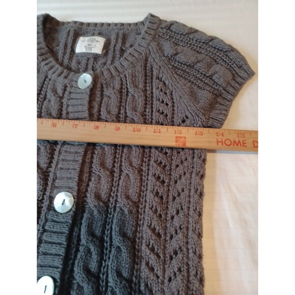 LOGG gray cable knit cardigan sweater womens S short sl. grunge 90s indie boho - Picture 7 of 8